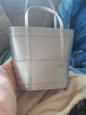 Metallic Silver Bag with Dual Top Handles